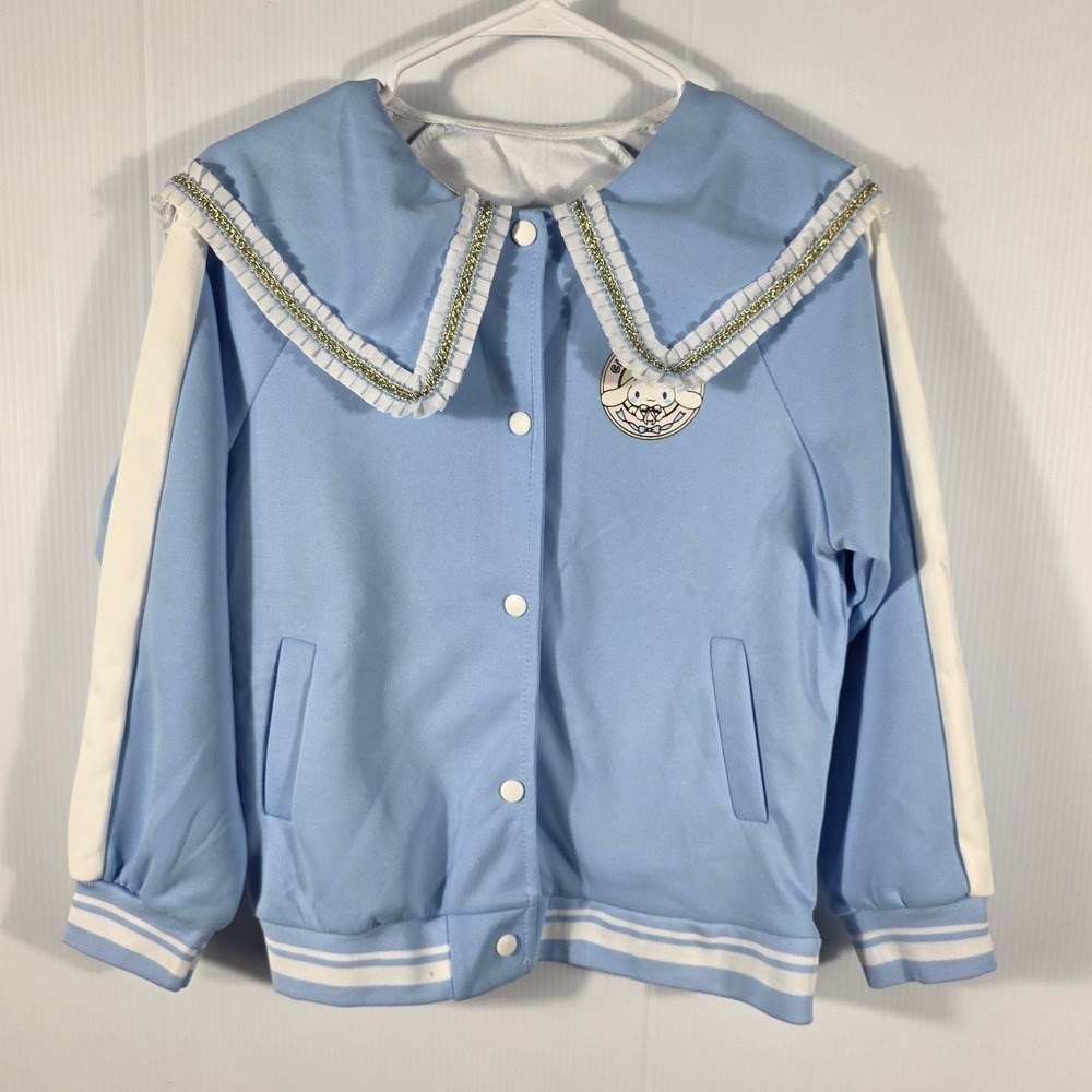 Kids Blue Sanrio Cinnamoroll Bomber Jacket Sailor Collar Lond Sleeves an a Bag - Picture 2 of 13